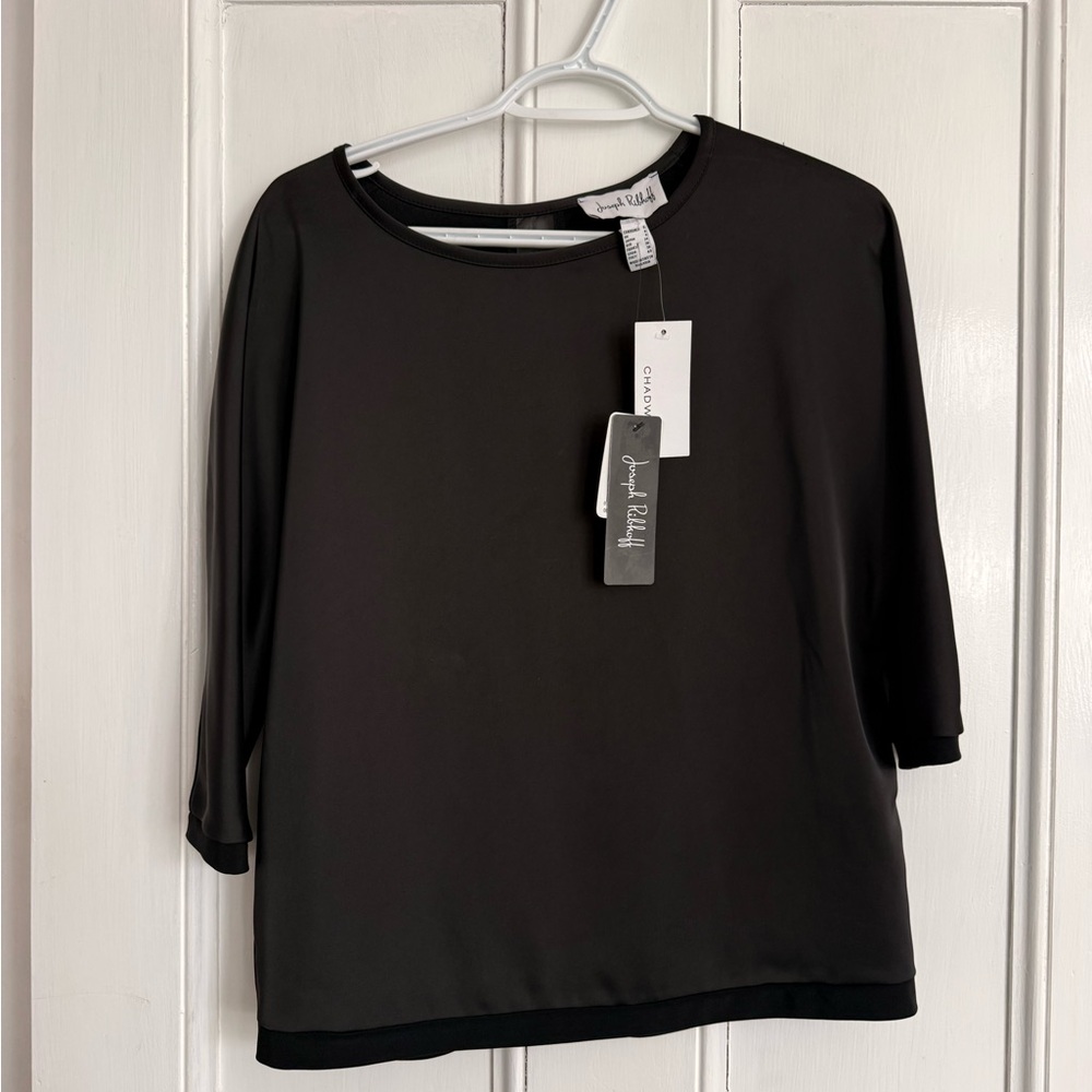 NWT - Joseph Ribkoff - Black Long-Sleeve Crewneck Top - size 6 - Picture 2 of 8